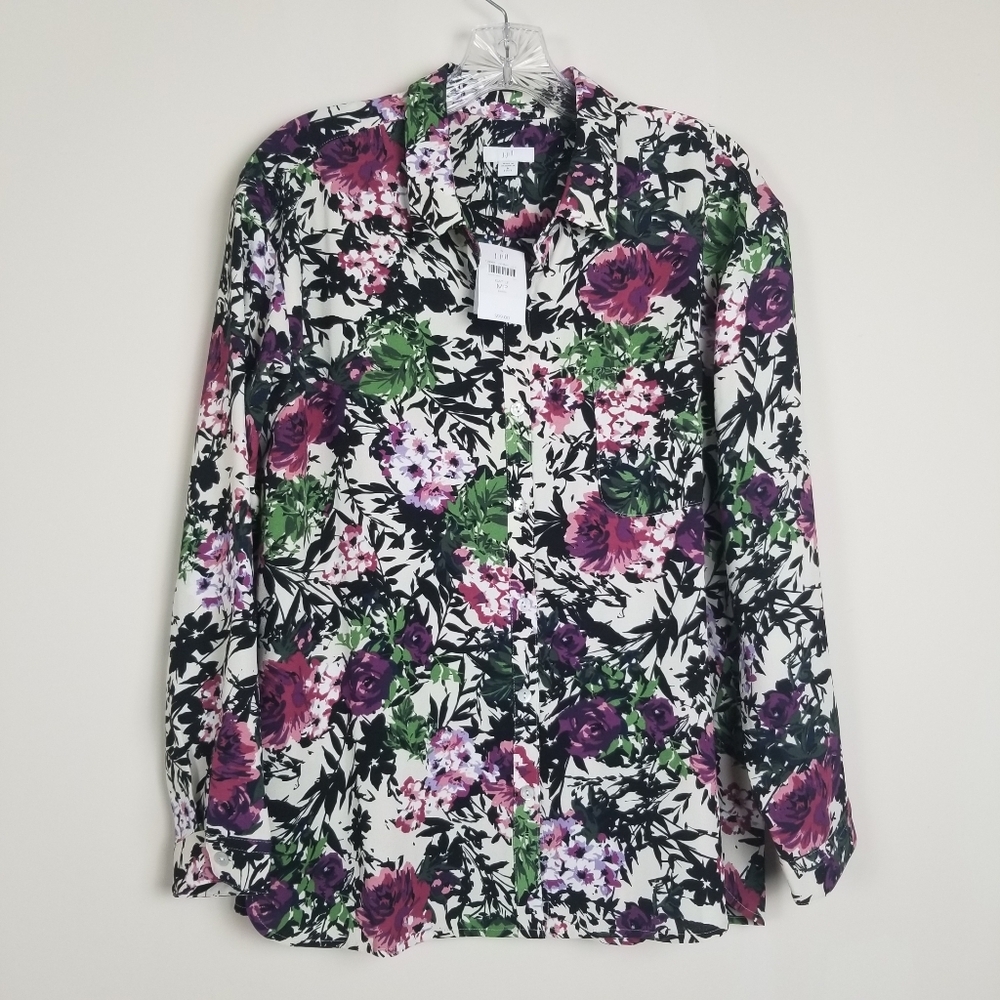J Jill Floral Blouse Top Medium Petite NWT